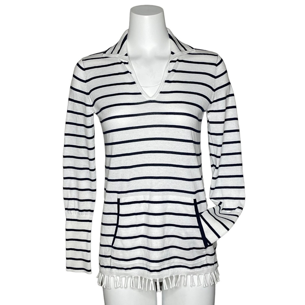 New LILLY PULITZER Crestwood Sweater Resort White w/Maritime Stripe XS